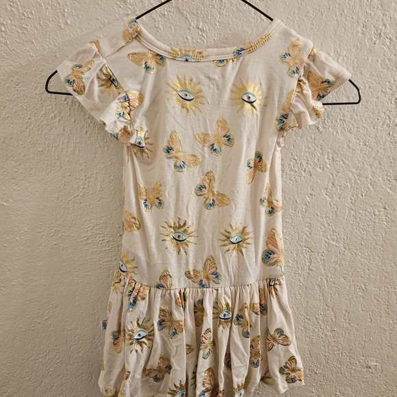 Posh Peanut Cream Dress with Butterfly and Sun Design - Picture 2 of 5